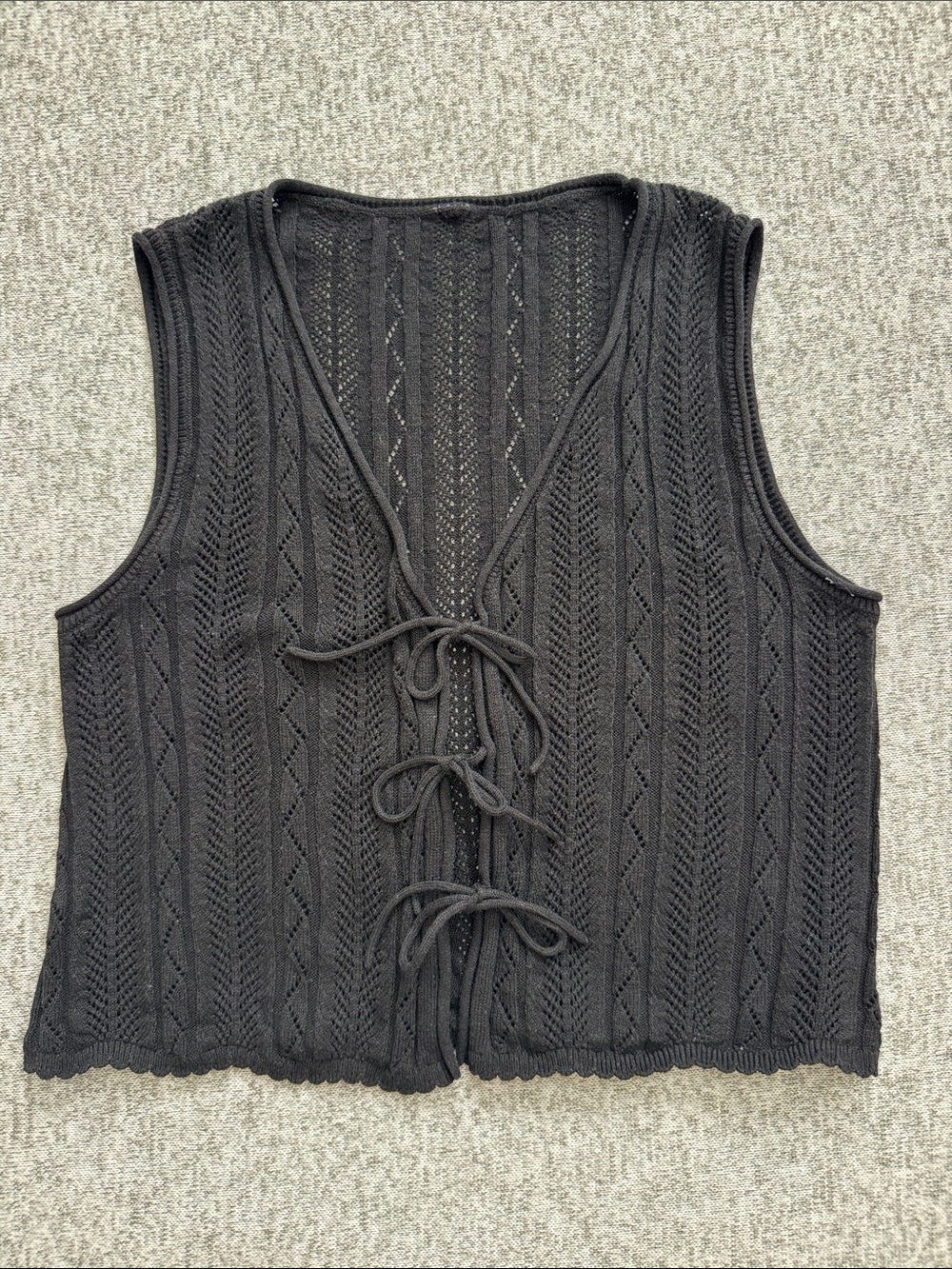 Old Navy Black Crochet Tie-Front Knit Vest Petite Small